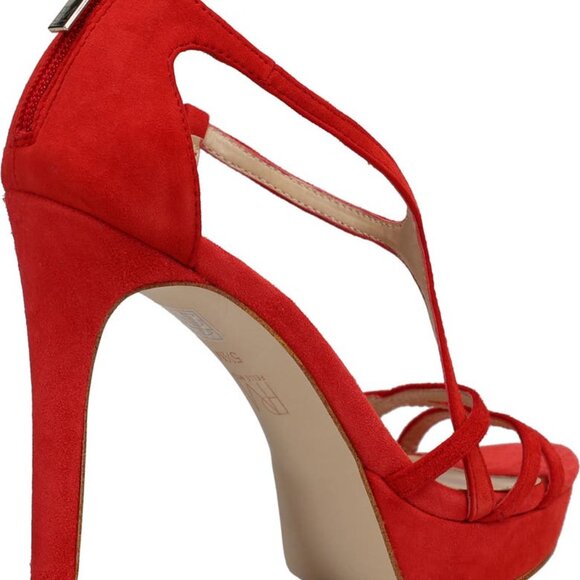 Bashwood Handmade Red Suede Leather Heeled Sandal